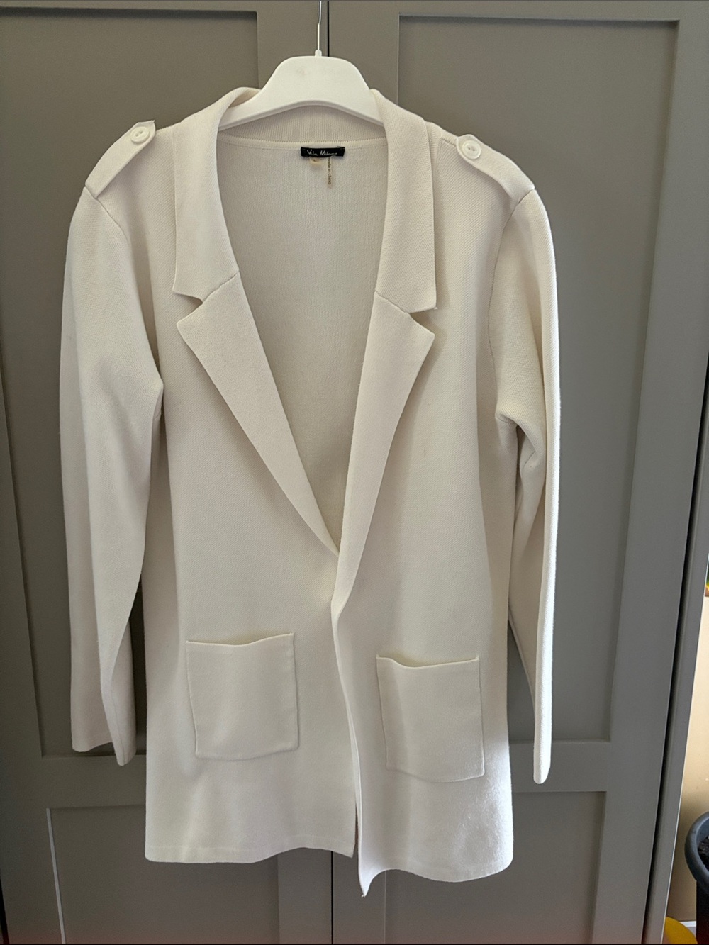 White Open-Front Women's Blazer Cardigan